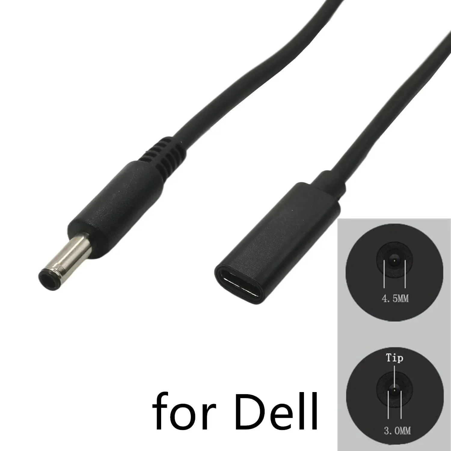 USB 3.1 Type C PD Power Adapter Converter DC Plug 4.5*3.0 0.6mm Male Jack Connector for Dell Laptops Charging Cable 15cm