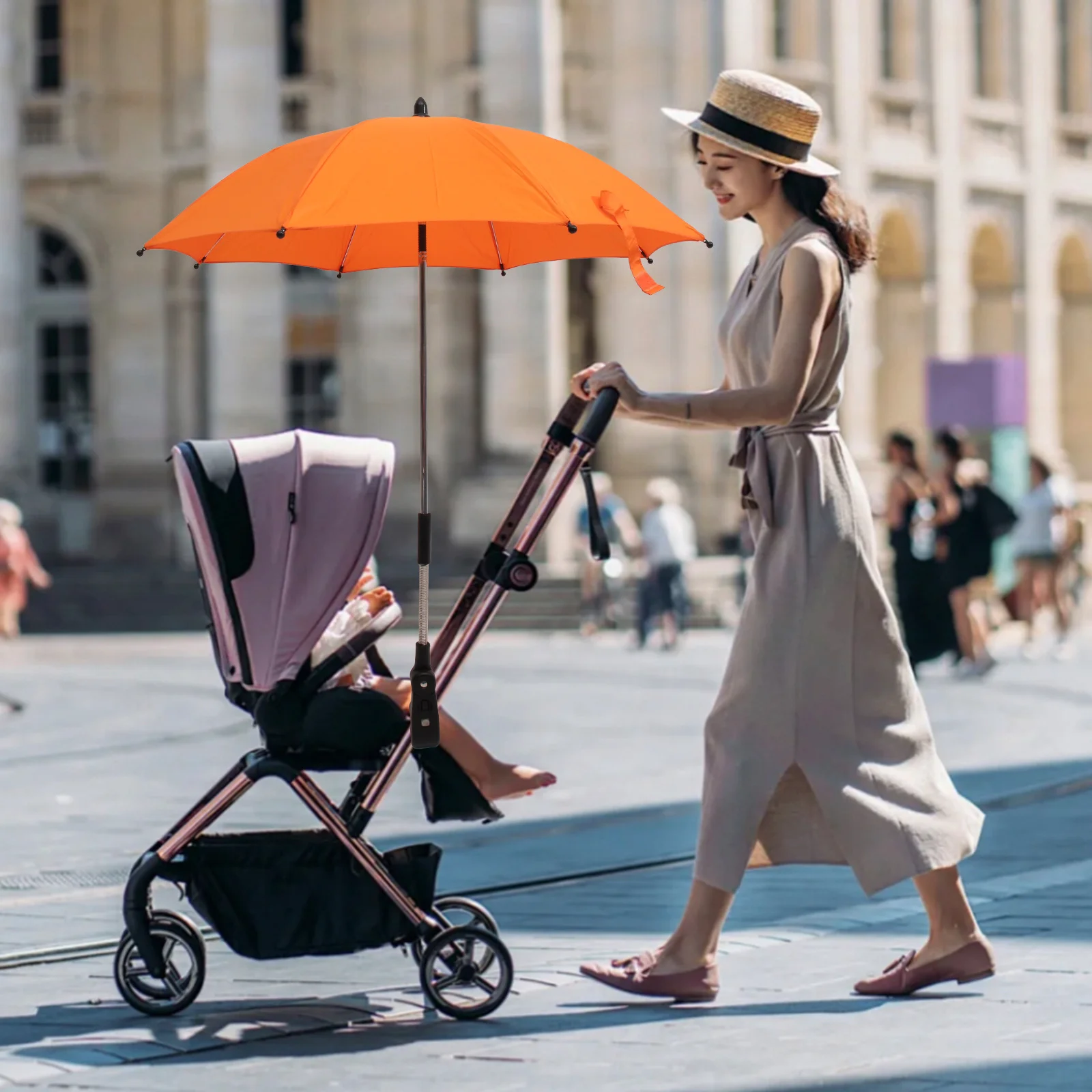 

Pram Umbrella Holder for Baby Stroller Wheelchair Beach Chair Clamp Durable Free Hands Adjustable Easy Install Umbrella