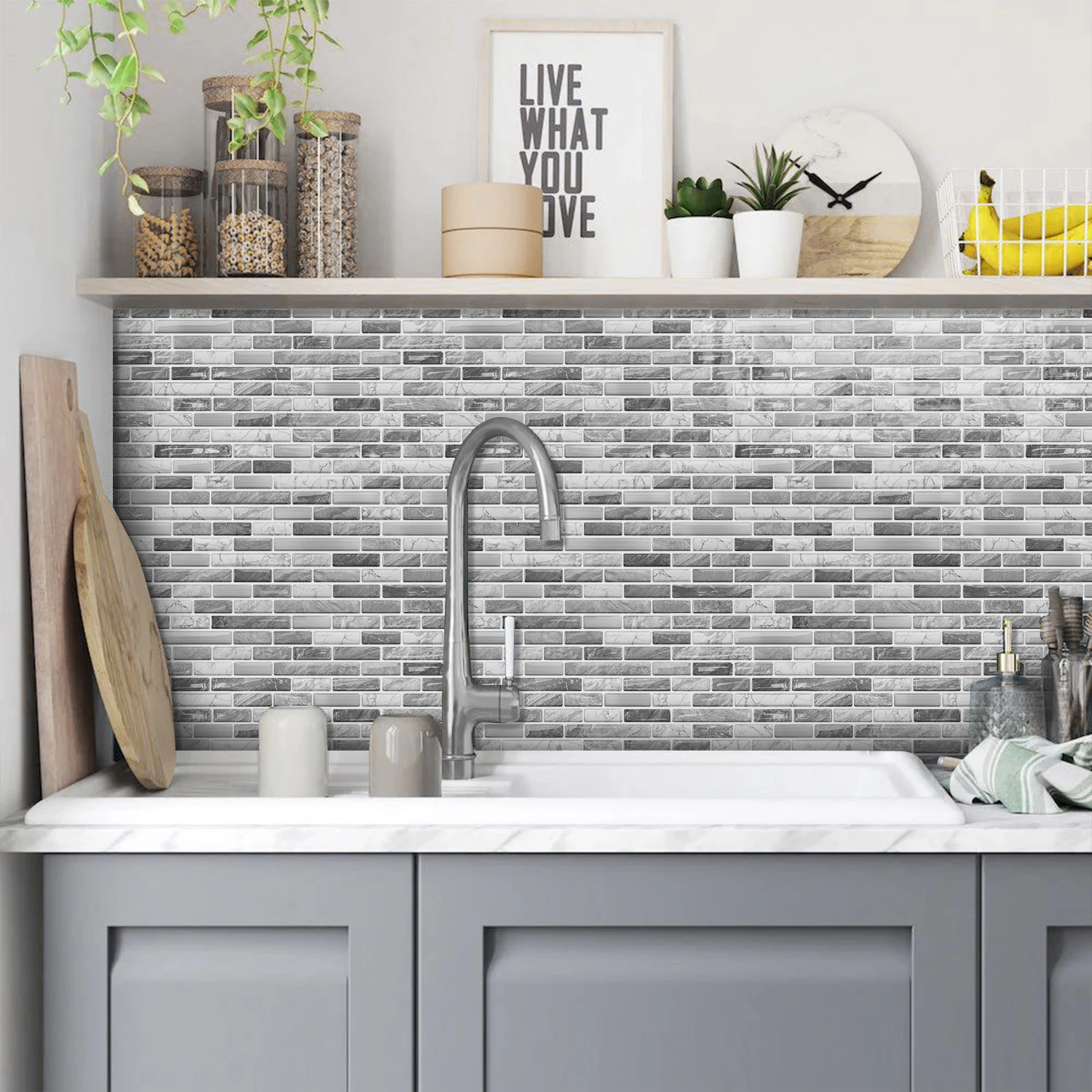 Imitation Tile Pattern Glossy Texture Tile Sticker Self-Adhesive Easy to Stick Kitchen, Restaurant, Bar Decoration Sticker