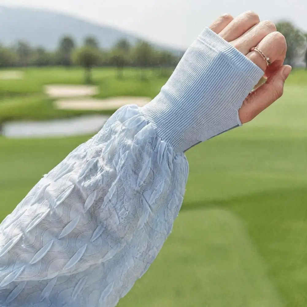Sun Protection Arm Sleeves Ice Silk Arm Sleeves for Women Uv Protection Outdoor Cycling Covers with Thumb Hole Summer Long Loose