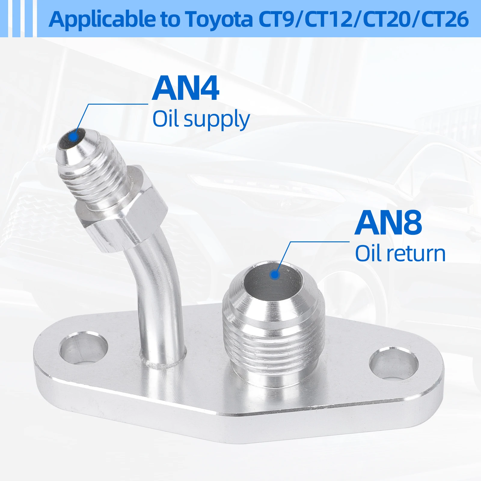 M8 x 1.25มม. เทอร์โบระบายน้ำกลับสำหรับโตโยต้า CT20 CT26 AN4 AN10 AN8