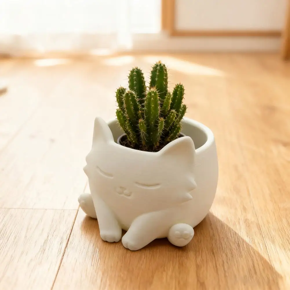 Cute Cat Shaped Flower Pot Table Succulent Flower Pot Mini Green Plant Flowerpot Home Garden Decor Perfect Gift For Plant Lovers