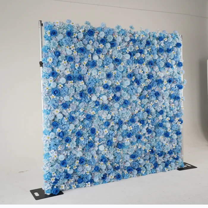 Royal Series Luxury Blue Rose Hydrangea White Daisies 3D artificial plant flower wall Outdoor wedding party background decoratio