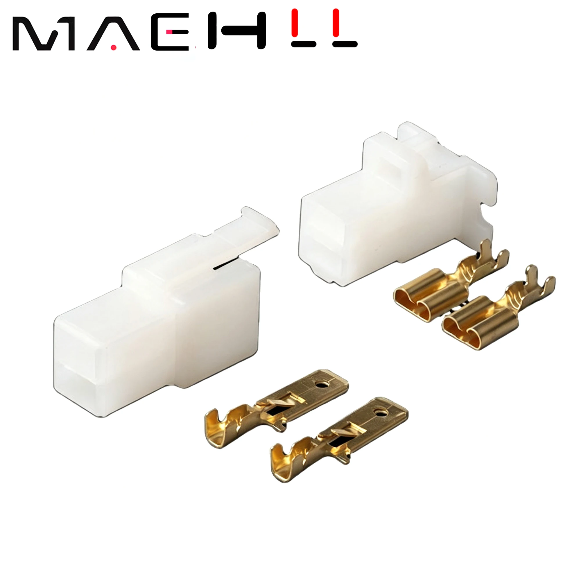 DJ70224-6.3-11/21 6120-3523 6110-4623 1-20Sets 2 Pin White ABS Male Female Auto Connector Car Motorcycle Wiring Harness Plug