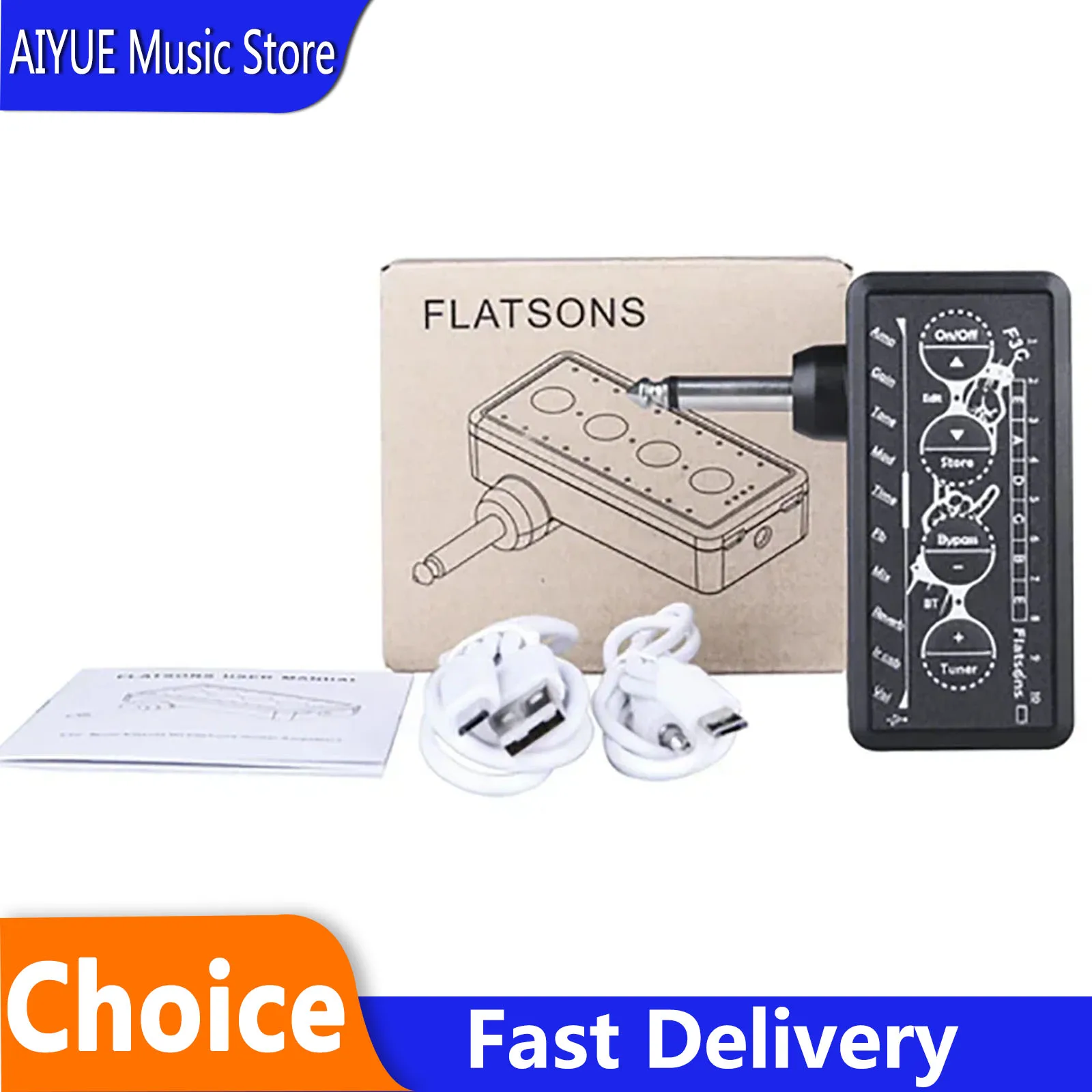 

FLATSONS F3C Guitar Amplifier Headphone Chargeable Fidelity Sound Quality Guitar For Performance Professional Pocket Amplifier