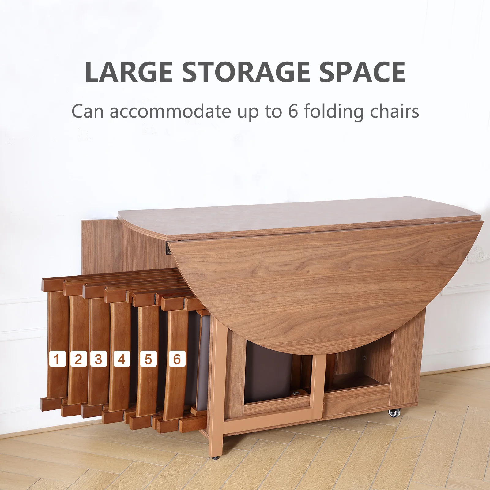 Fashion Folding Dining Table Furniture Multifunctional Round Dining Table with Dining Chairs