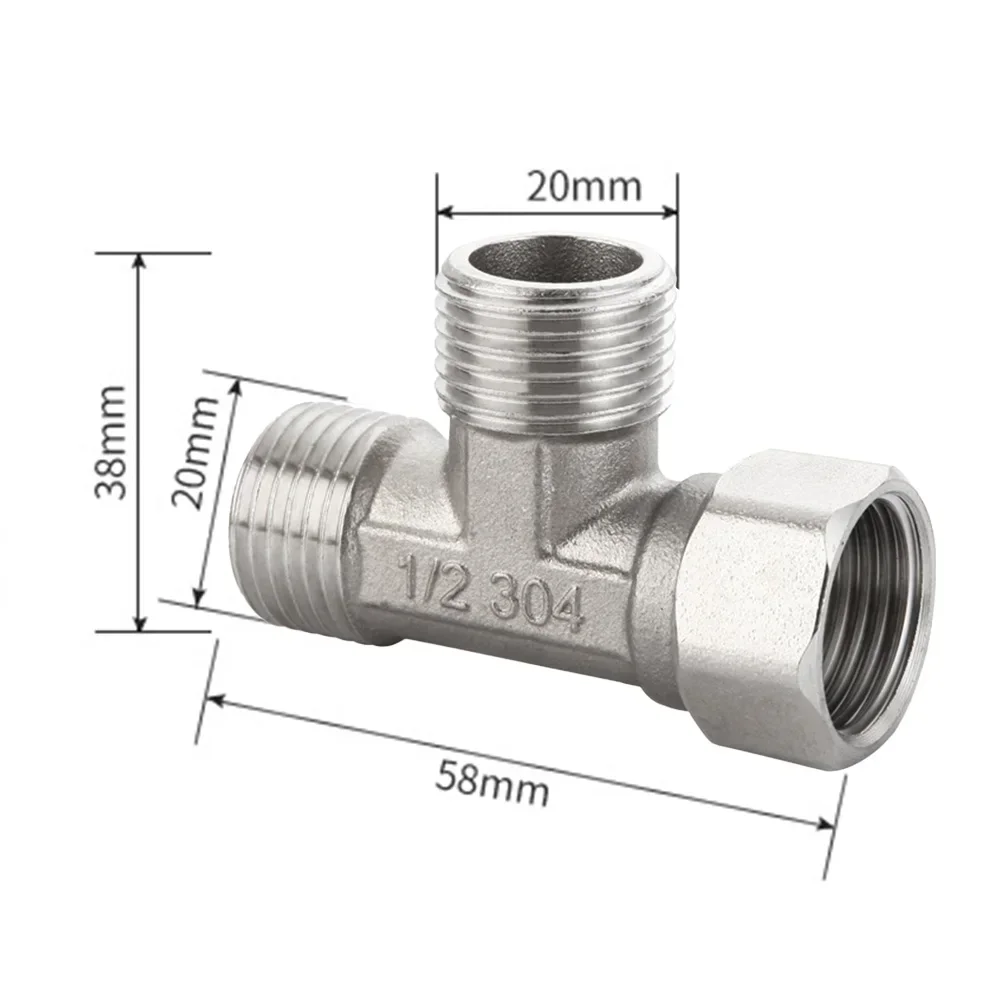 Katup pengalih tembaga T adaptor G1/2 T katup untuk rumah mandi semprotan Bidet Shower Fitting Stainless Steel 3 cara pipa air