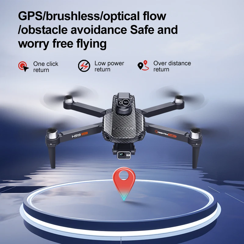 K919 MAX GPS الطائرة بدون طيار المهنية 8K HD كاميرا 3-محور Gimbal الجوي مع التحكم في الشاشة تجنب العوائق 5G واي فاي FPV RC طائرات بدون طيار