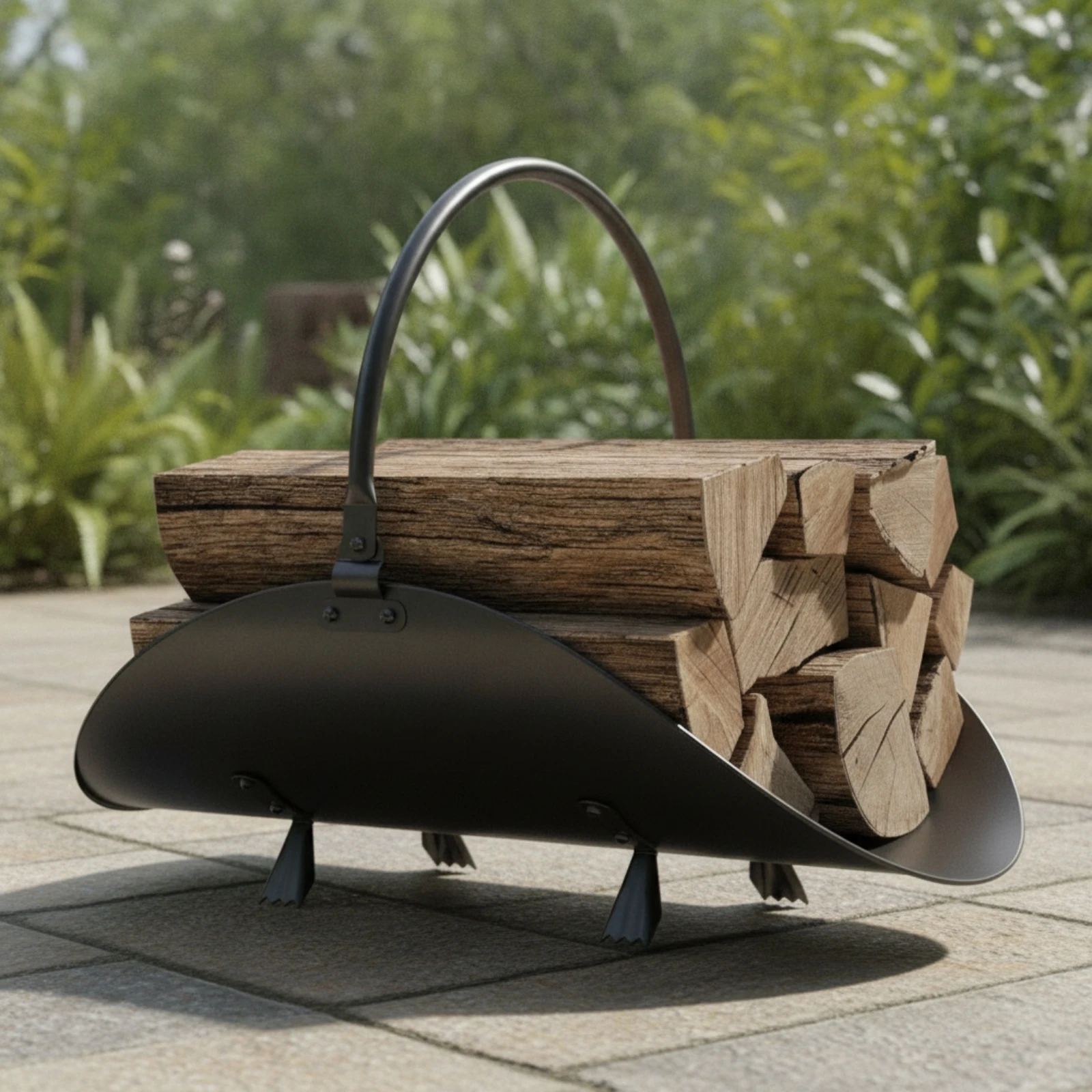 Firewood Rack with Handle Sturdy Log Cradle with Handle Fireplace Log Holder Compact Firewood Rack with Handles Indoor