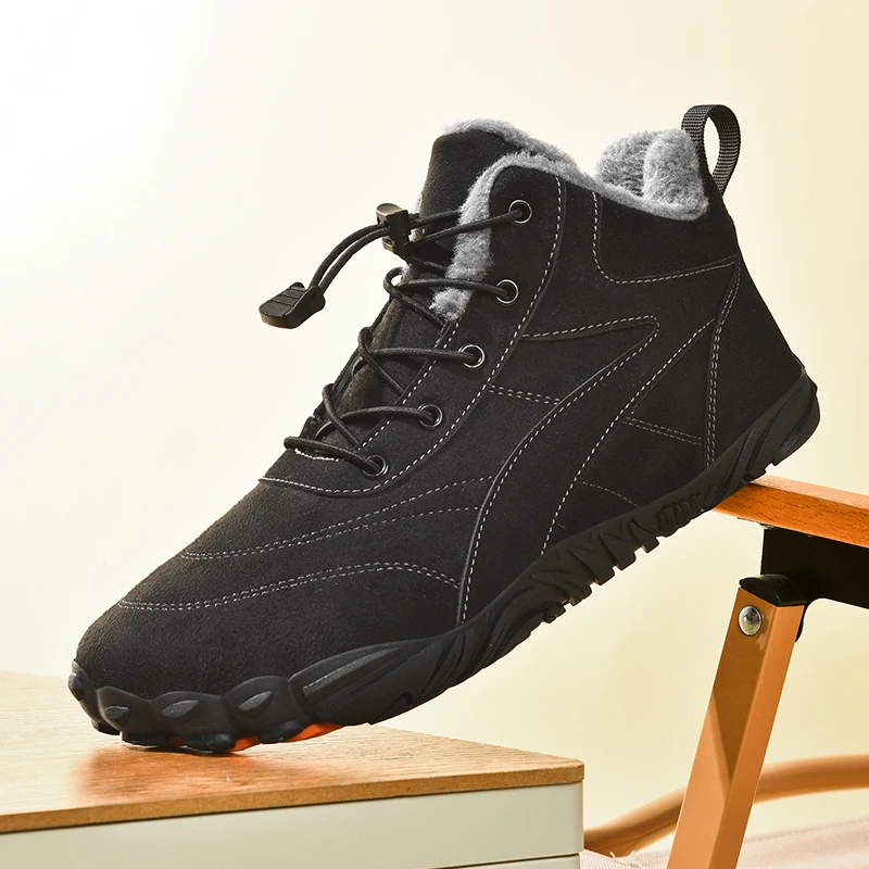 

Мужская зимняя хлопковая обувь больших размеров, уличные морозостойкие и теплые короткие ботинки, меховые зимние ботинки, удобные плюшевые ботинки босиком