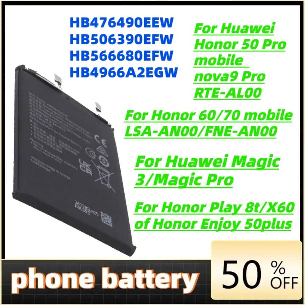 

Phone Battery For Huawei P30 Pro Mate 20 Pro 50 Pro/Magic 3 Pro/Play 50 Plus HB476490EEW HB506390EFW HB566680EFW HB4966A2EGW