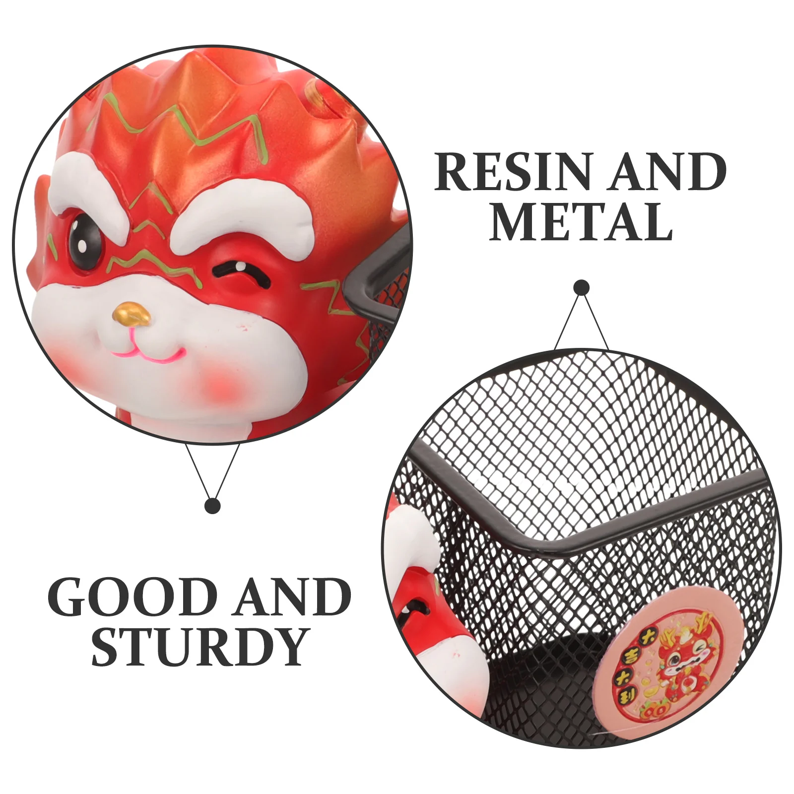 Dragon Year Pen Holder Resin Desktop Organizer Pencil Storage Bucket For Office Home Study Zodiac Dragon Desk Accessory