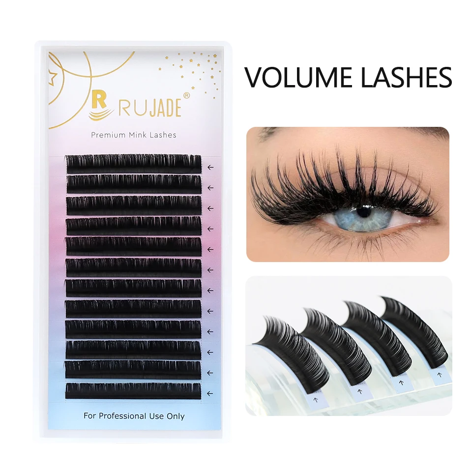 

Rujade All Size 6-20mm Individual Eyelash Extension Lashes Matte Black Faux Mink Lashes Lower/Bottom/Long Russian Volume Lashes