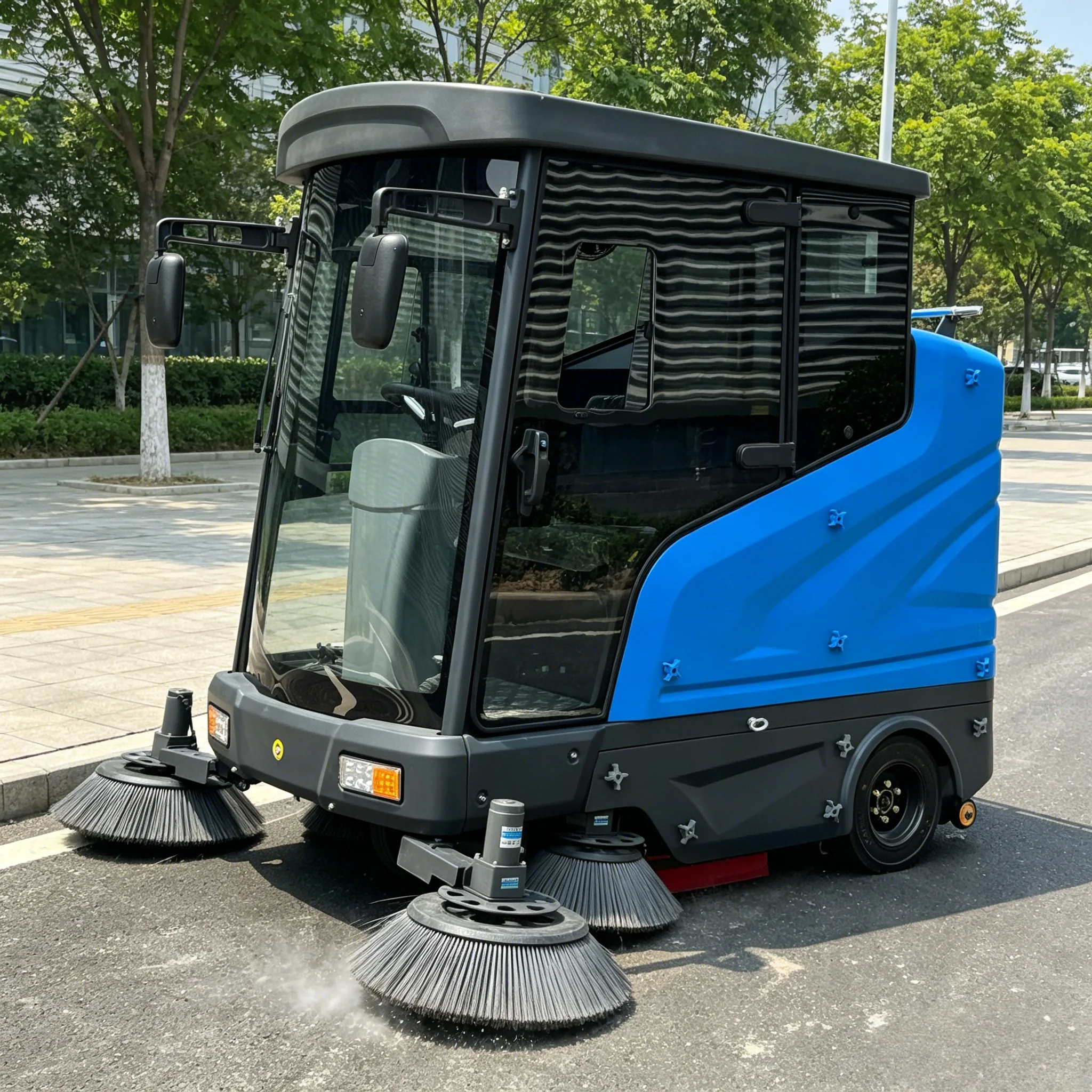 Customized Multi Functional Driving Type Full Closed Cabin Road Floor Street Sweeper For For Road Park Garden Industrial Use CE
