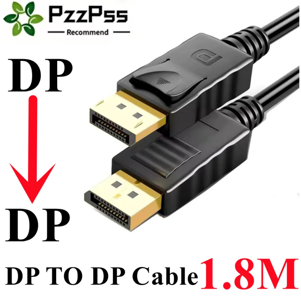Cabo DisplayPort de 1,8M, Conversor DP para DP, Adaptador Display Port para Display Port para Laptops Lenovo, Dell, HP, ASUS