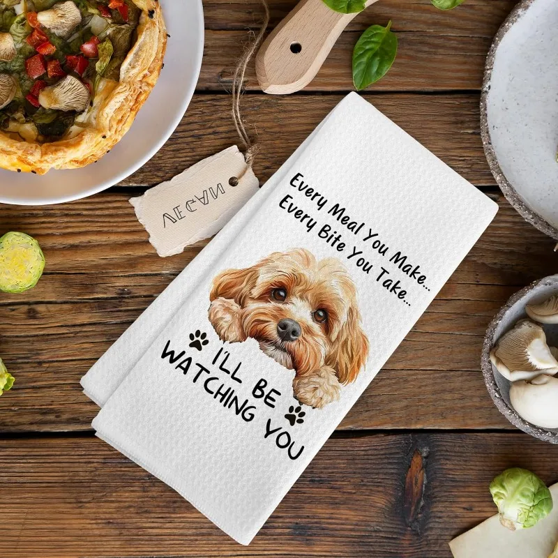 1pc Cavapoo Dog Funny Quote Printed Kitchen Towel, Soft Absorbent Hand Towel, Perfect for Kitchen, Dining Room, Bathroom, Dorm