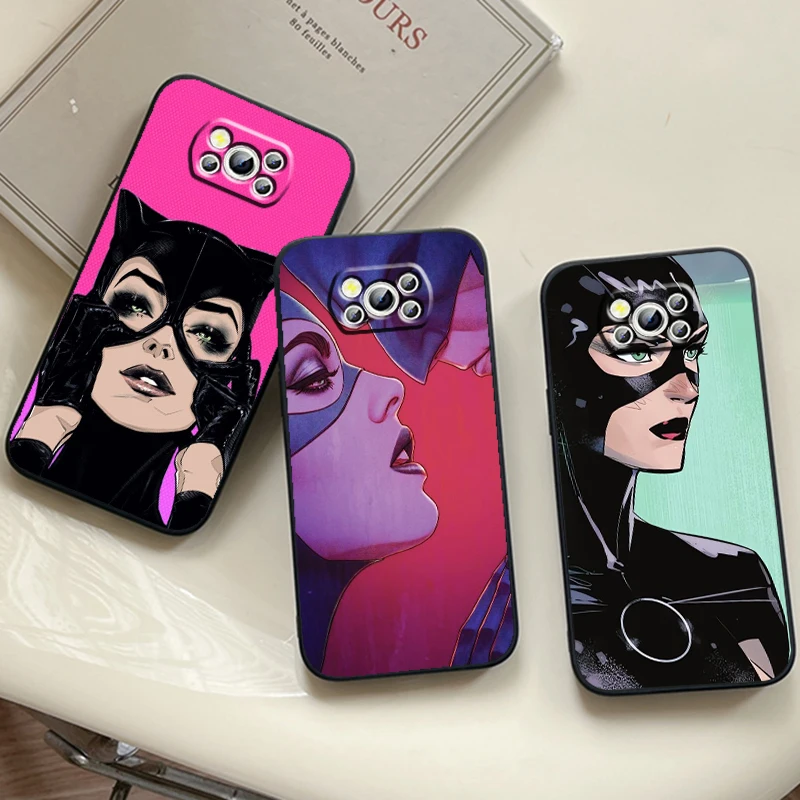 S-Selinas Kyle C-Catwomans Sexy For Xiaomi Mi Poco F5 F4 F3 X6 X5 X4 X3 M6 M5 M5S M4 M3 C65 Pro GT NFC 5G Black TPU Phone Case