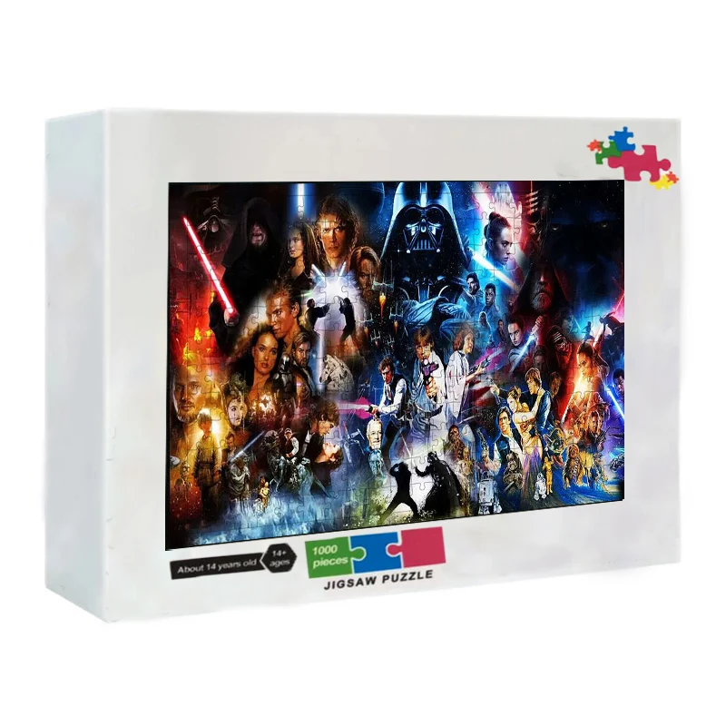 Disney Film Star Wars Puzzle Lightsaber Paper Puzzle 300/500/1000 PCS Educational Toys Family Game Kids Room Decor Birthday Gift