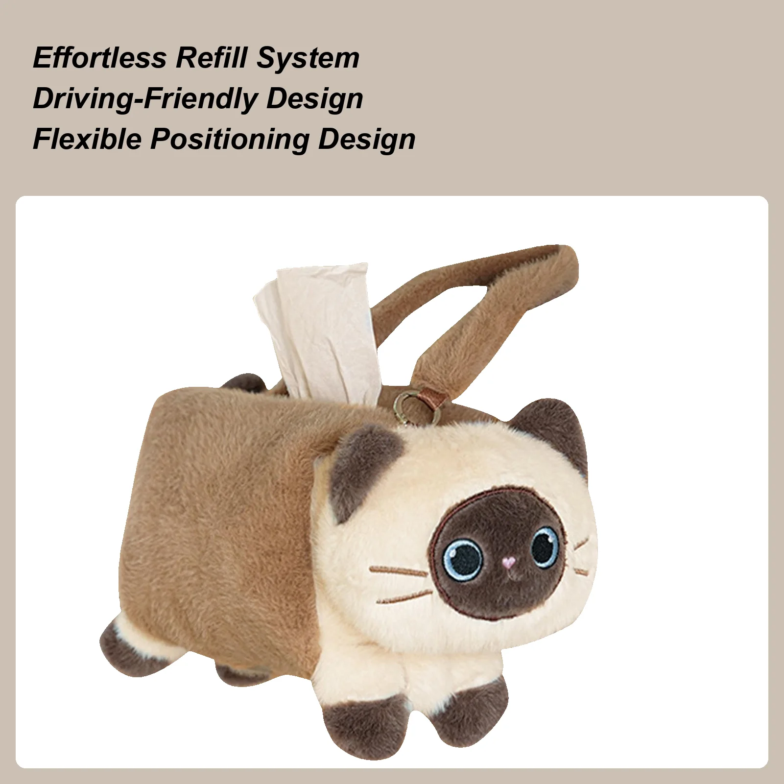 

Tissue Holder for Car Plush Cat Box Tissue Holder in Car Storage Organizer Napkin Dispenser for Road Trip Truck Sedan RV Auto