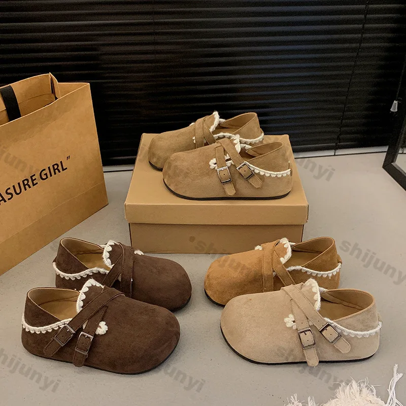 

Women Platform Casual Shoes 2025 New Spring Autumn Outdoor Fashion Belt Buckle Slippers Height Increase Non Slip Vintage Loafers