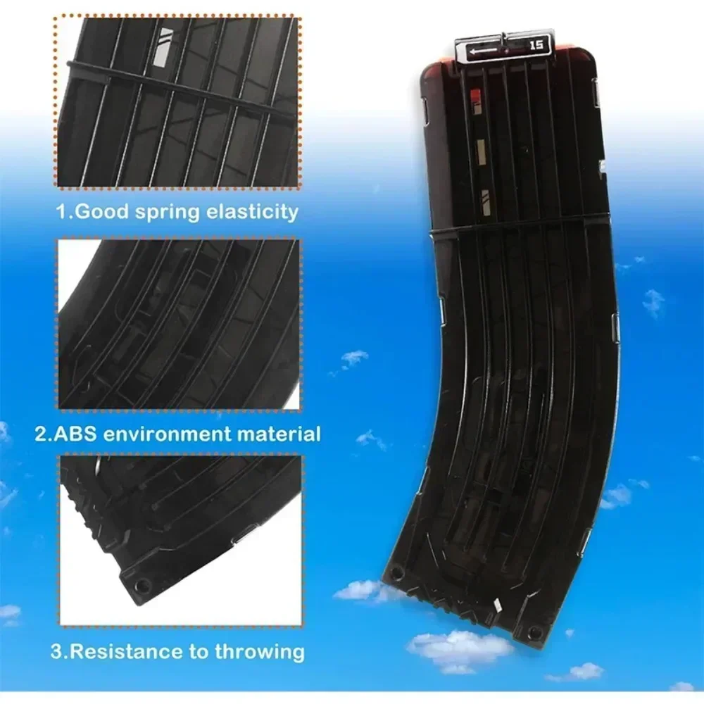 HOT1/3PCS Clip curve a banana da 15 freccette, clip di ricarica rapida per proiettili morbidi compatibili con pistola giocattolo Nerf Elite Magazine (nero)
