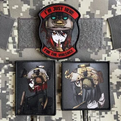 Tactical Girl Morale Badge I’m Just Here for The Violence Tactical Patch Printing Patches Hook & Loop Military Backpack Sticker