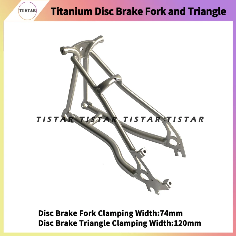 Titanium Disc Brake Fork and Triangle for Brompton Bicycle, 16 Inches, Lightweight Ti Frame, Folding Bike, Gr9, Ti3Al2.5V