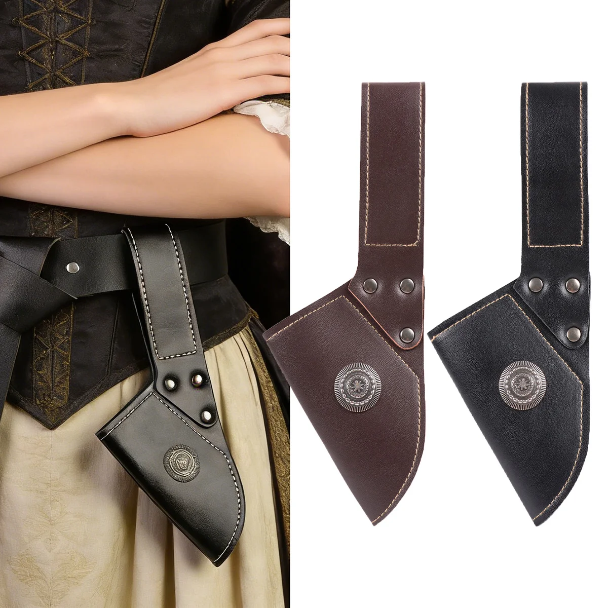 Renaissance Medieval Knight Viking Sword Holder, Faux Leather Sword Sheath, Halloween Cosplay Costume Prop, LARP Party