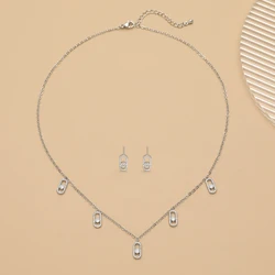 Hot Fashion Choker Lucky Geometric Pendant Necklace & earring set jewelry For Women Girlfriend Wife Gift Pendientes Mujer Moda