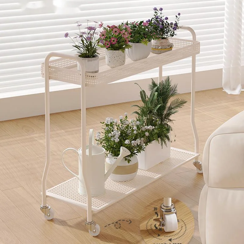 Mobile Iron Art Shelf for Flowers Multi-Layer Flowerpot Stand Web Celebrity Ins Style Ideal Living Room Floor Storage for Plant