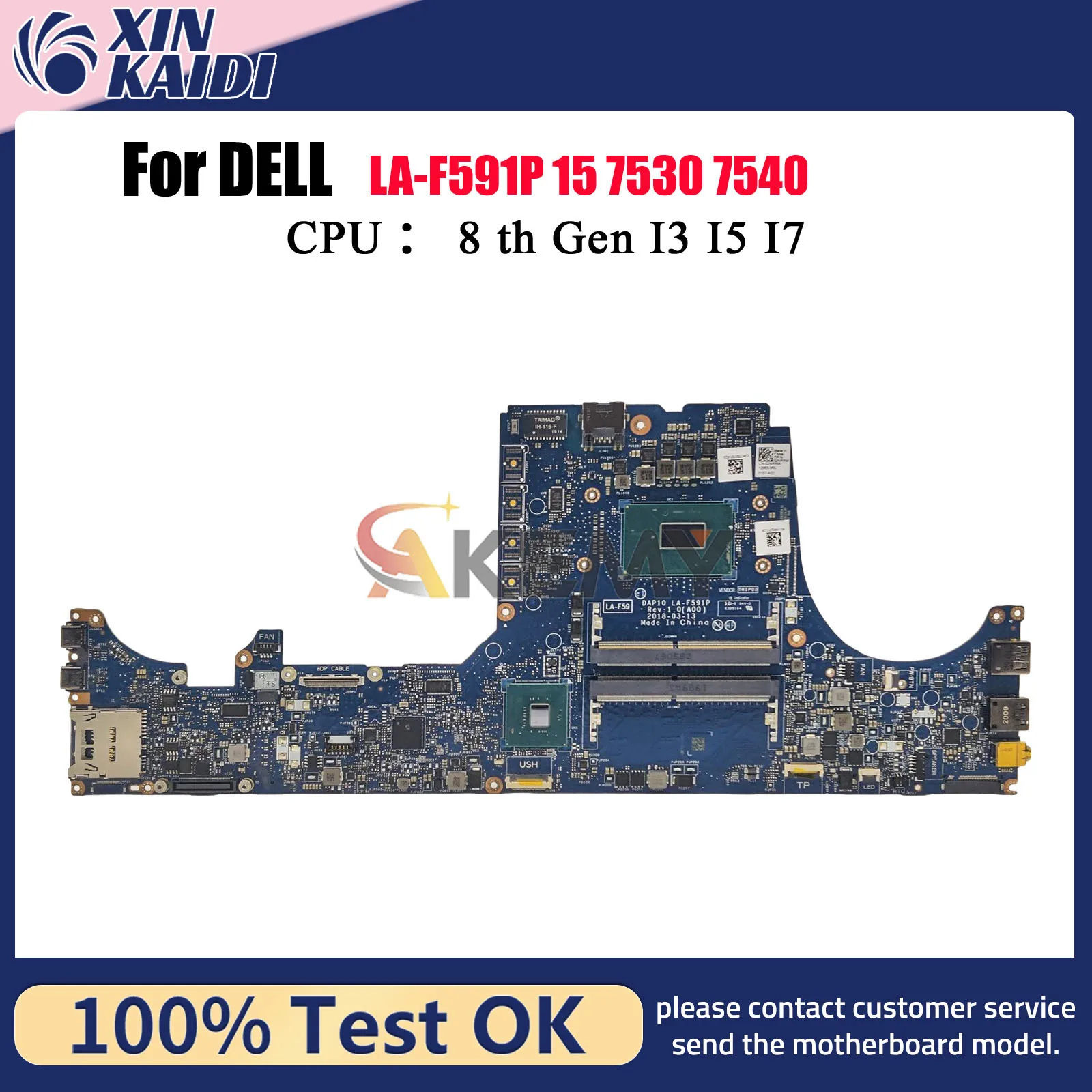 

Материнская плата для ноутбука Dell Precision 7530 LA-F591P с процессором i5 i7 i9 8th 02NRRM 0Y0MPW 0XM3HC, 100% протестировано, ОК