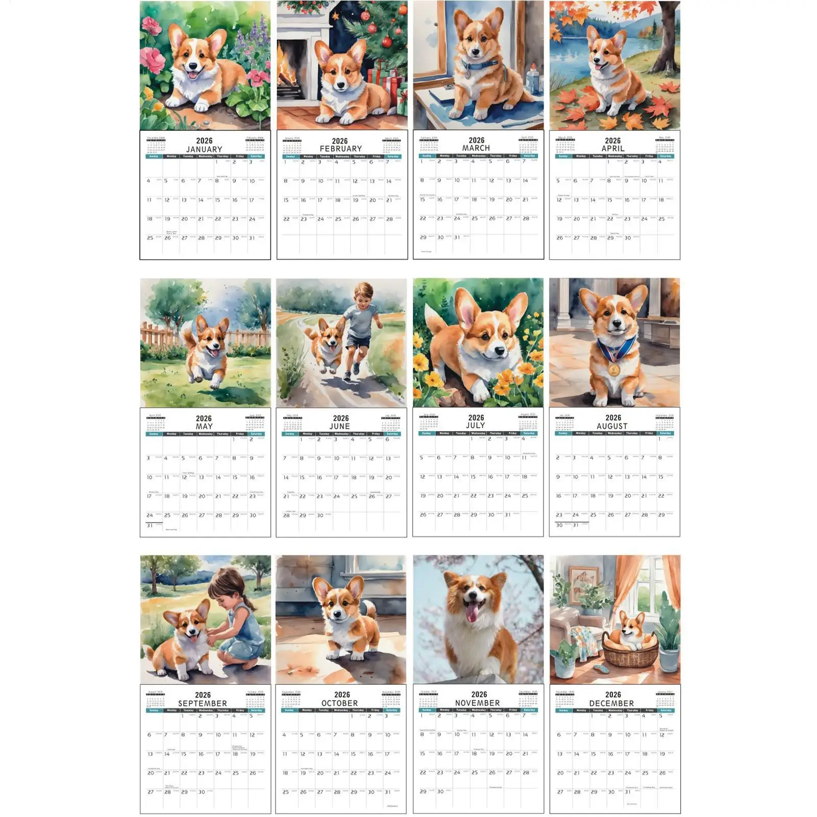 Cute Animal Calendar Creative Cute Planner Dogs and Cats Wall Calendar for Home Workplace Table Planning Organizing Family