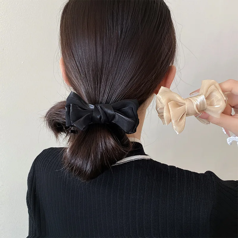 New Butterfly Knot Ball Head Small Grip Clip For Girls' High Ponytail Hair Clip Ball Head Fixed Artifact Hair Clip