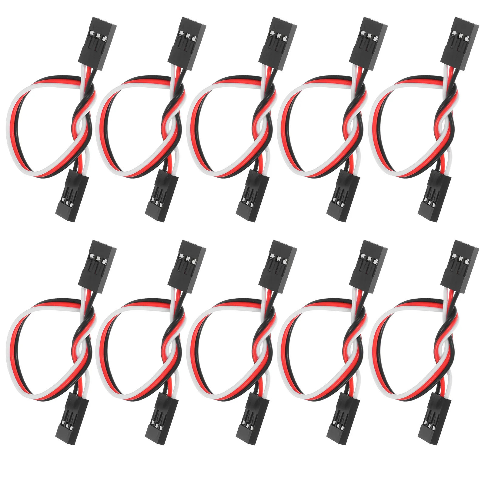 10Pcs 10Cm 3-Pin Female-Female Servo Extension Leads Jst Re Connector Rc Helicopter Plane Car Servo Connection Standard 0.1 Inch