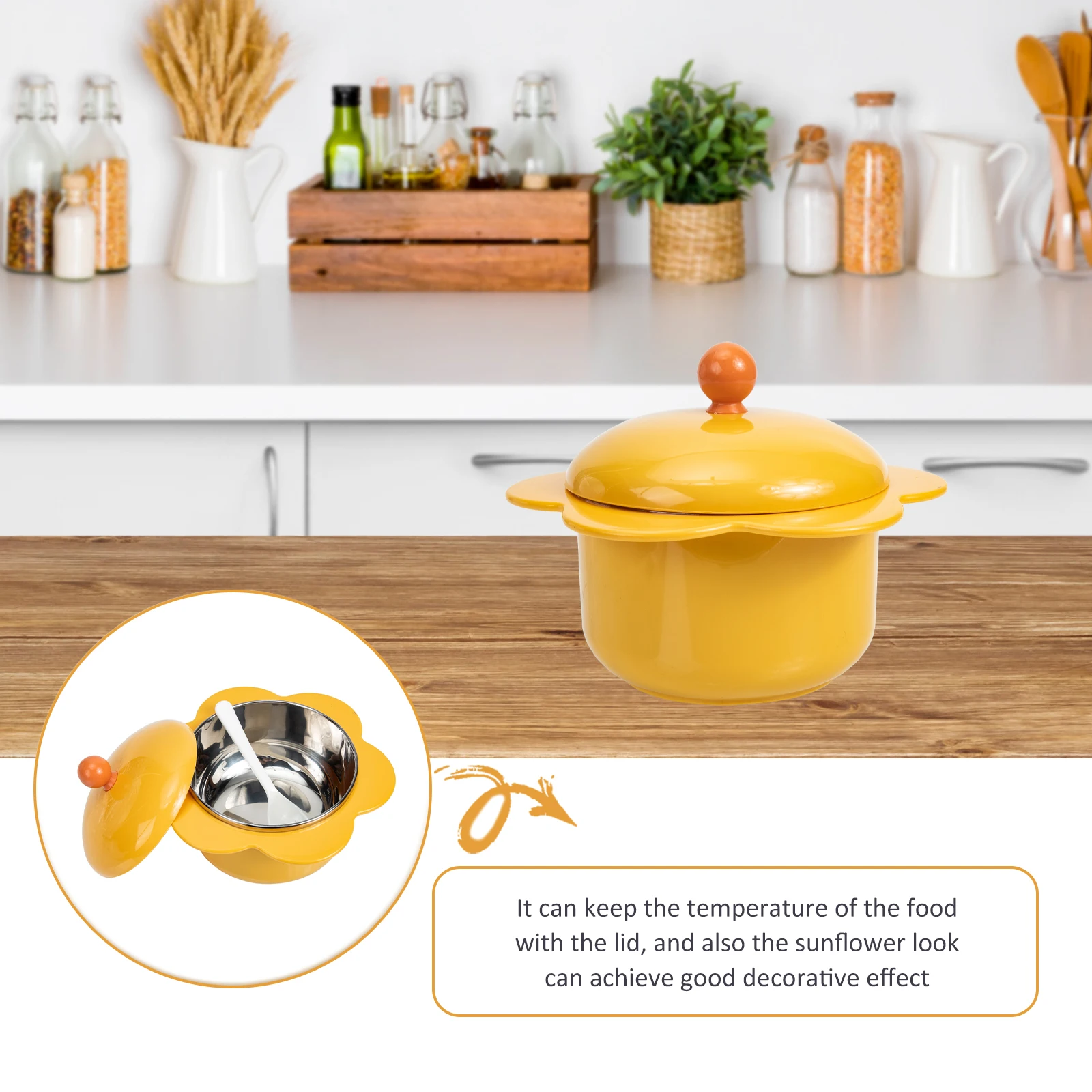 

Instant Noodle Bowl 304 Stainless Steel PP Large Capacity Soup Rice Kitchen Diner Storage Food Container Yellow Microwavable