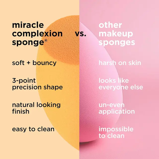 Real Techniques Skin Sponge, Makeup Blender, Liquid Base Cream, Professional Makeup Tool Without Stripes, 4 Free Units 5