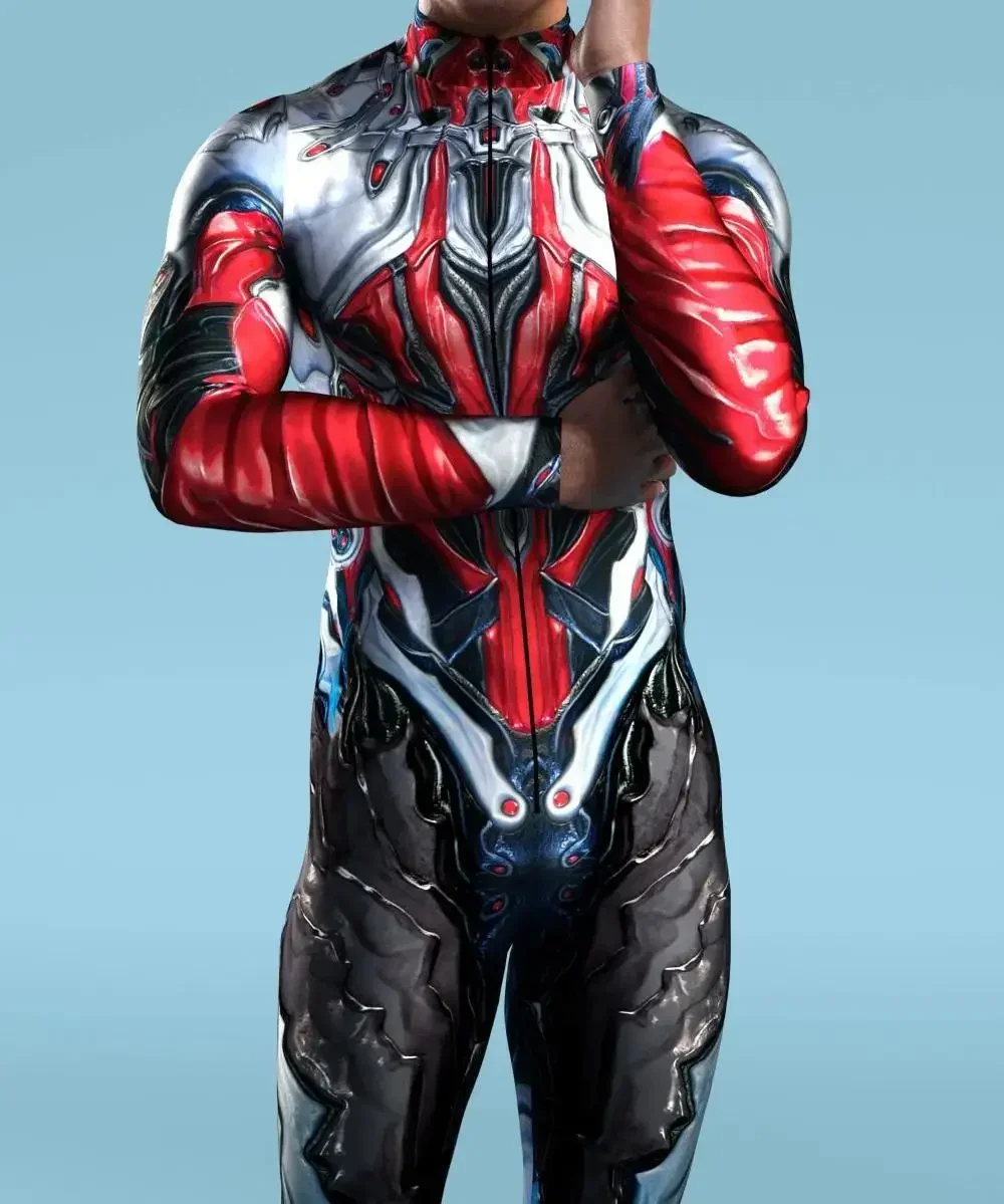 Zawaland هالوين مستقبلية الخيال العلمي تأثيري ارتداءها الرجال الهذيان مهرجان حفلة Catsuit الأرجواني الشرير زي دنة Zentai البدلة #6