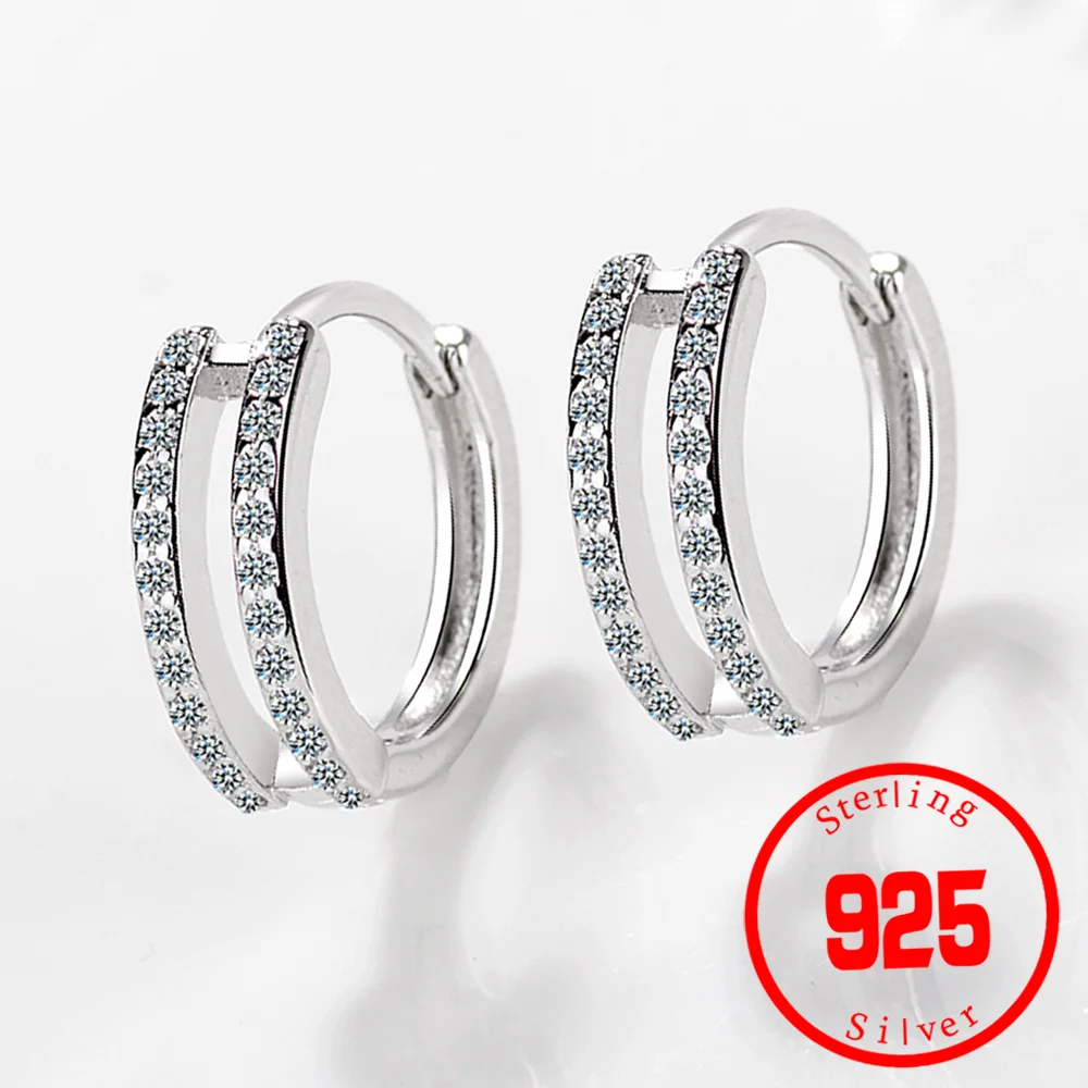 

2024 NEW HOT SALE Stamp 925 Sterling Silver Crystal Circle Earring For Women Making Jewelry Gift Wedding Party Engagement