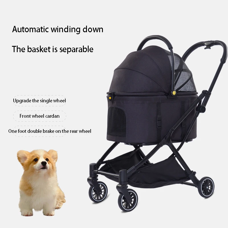 

Quatro Rodas Ao Ar Livre Carrinho De Pet Dog Accessories Metal Oxford Respirável Dobrar Tipo Separado Bicamada Dog Stroller