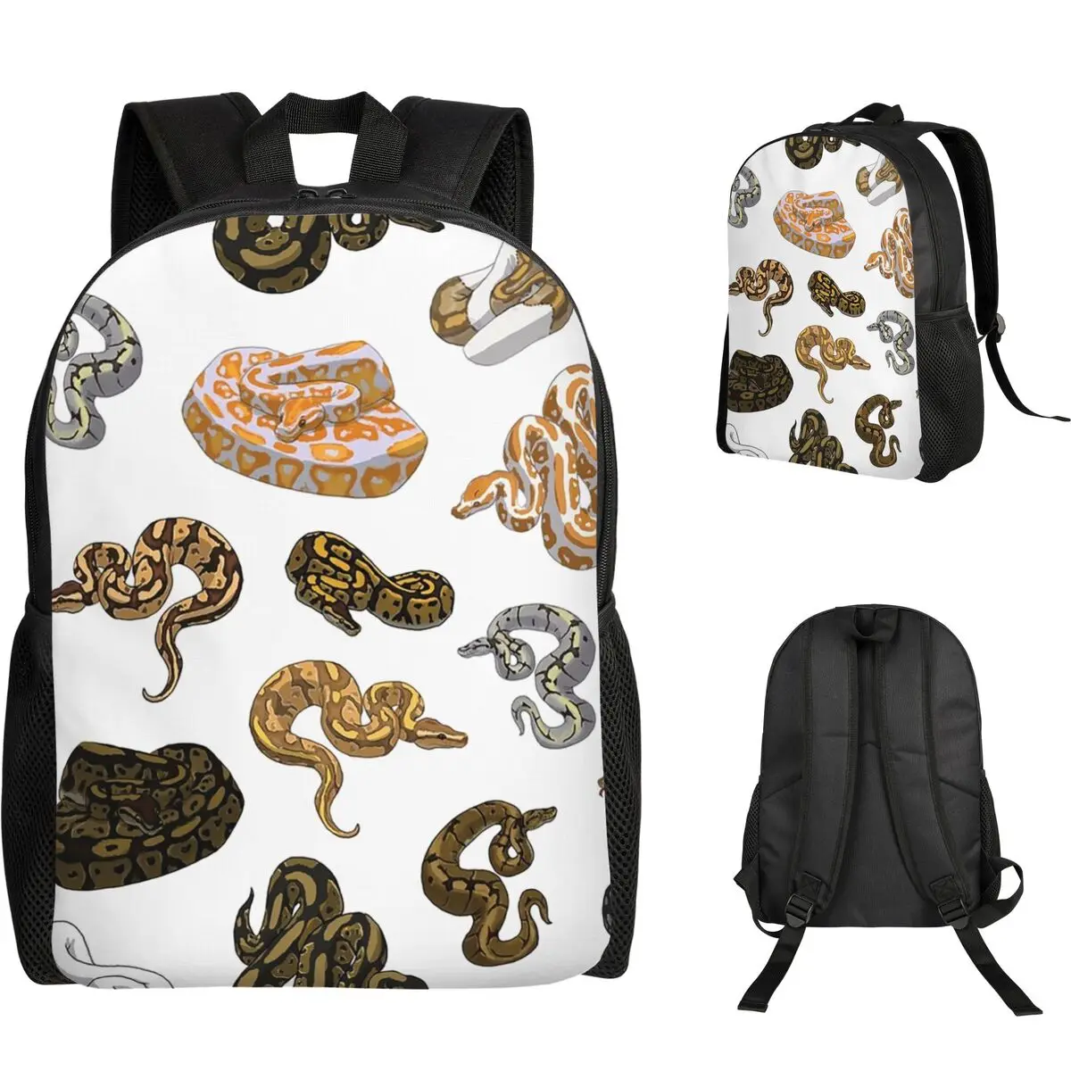 

Ball Python Morph Snake Pattern Student Backpack School Bag Hiking Travel Daypack for Men Women Fashion Bookbag Shoulder Bags