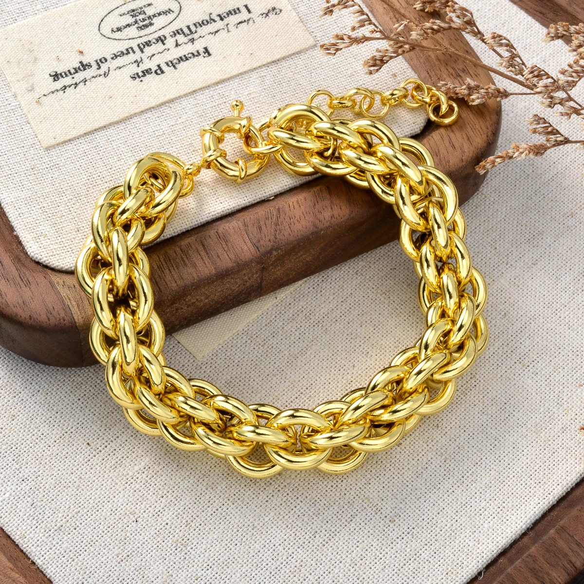 Diana2024 18K24K gold plated waterproof woven twine chain necklace bracelet set wholesale luxury jewelry for women