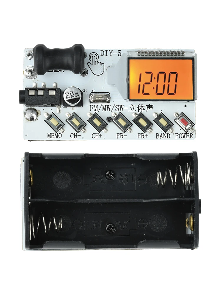 87-108mhz Diy Lcd Digital Display Fm Receiver Module Mw Sw Broadcasting Radio Transmitter Wireless Support Time Clock
