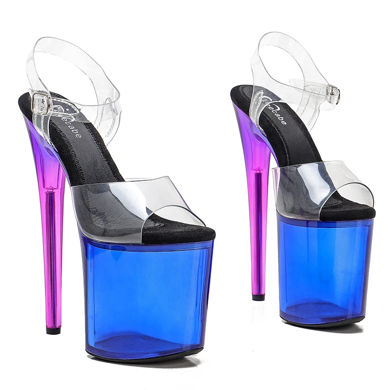 Leecabe 20cm/ 8inches Clear PVC Upper Open Toe Fashion Transparent Platform High Heel Stripper Heel Pole Dance Sandals Shoes