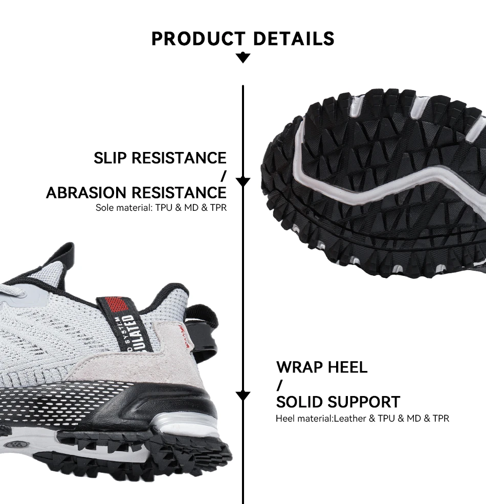 Baasploa Herren-Sporttrainer in großen Größen, leichte Air-Knit-Sneaker, bequeme Fitness-Wanderschuhe, EU 41–50 – Detail 7