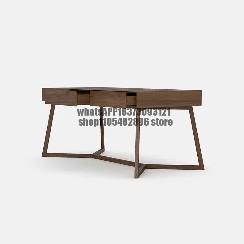 All solid wood desk minimalist, home black walnut log light luxury desk writing desk