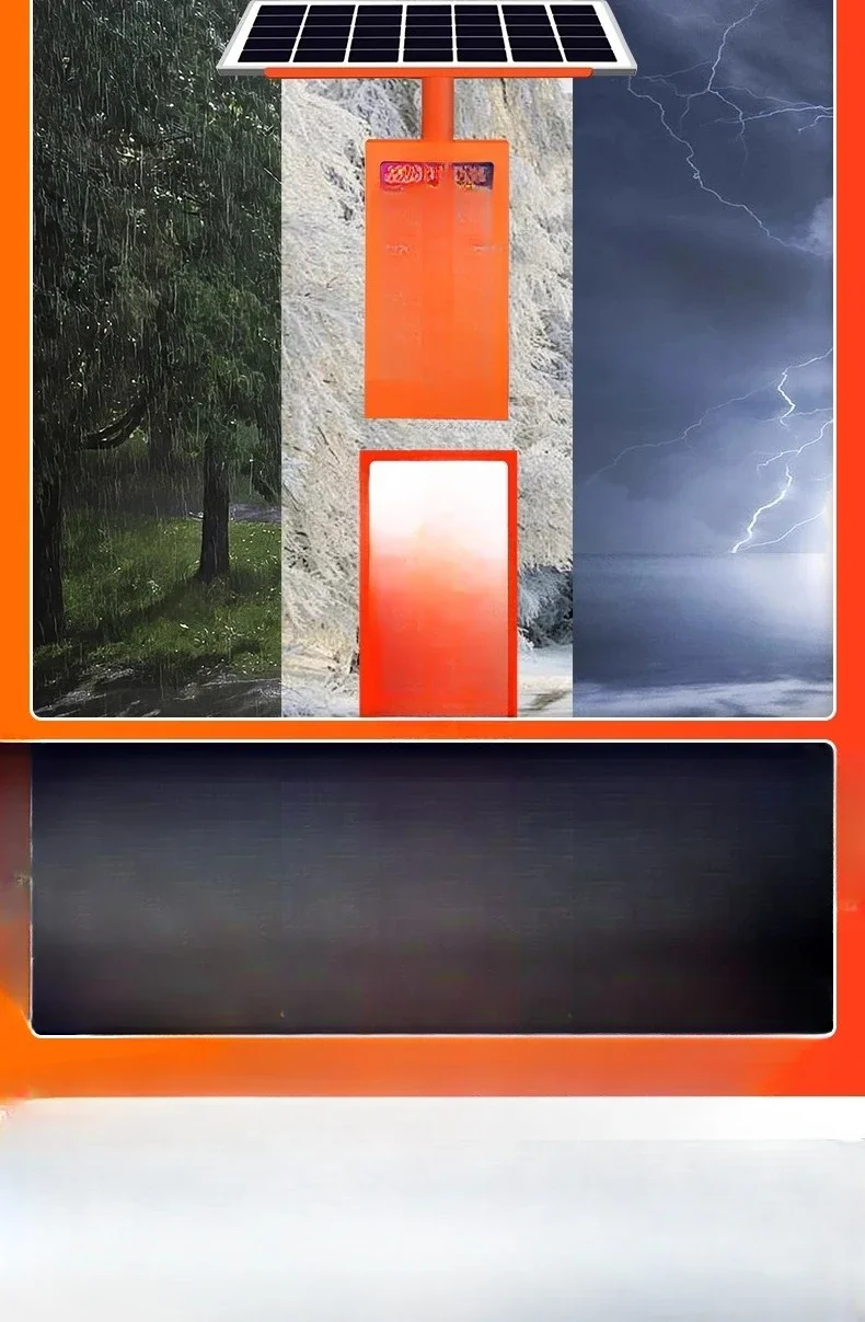 High-voltage telephone pole intelligent radar induction solar voice prompt line has electrical danger warning mark