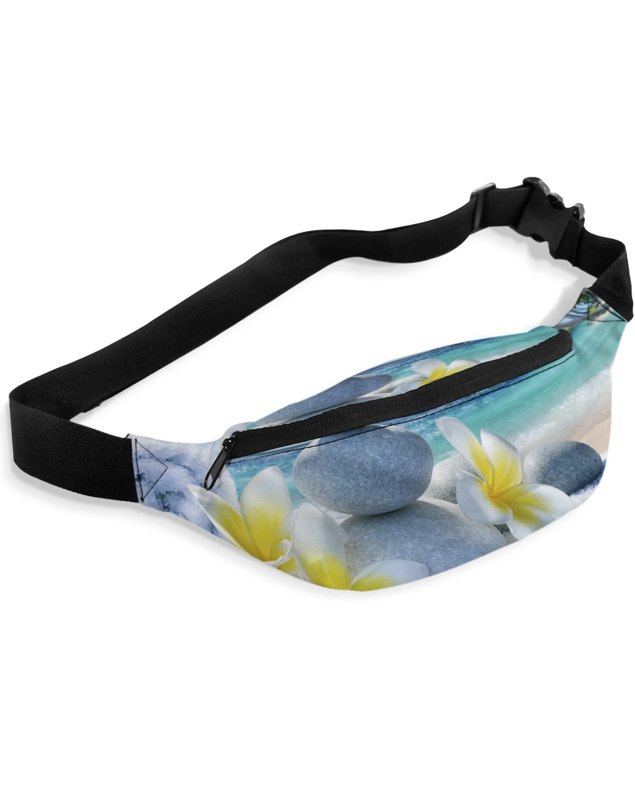 Zen Stones Flowers Tropical Ocean Men Women Waist Bag Fanny Pack Purse Phone Belt Bag Wallet Pouch Waterproof Banana Hip Bags