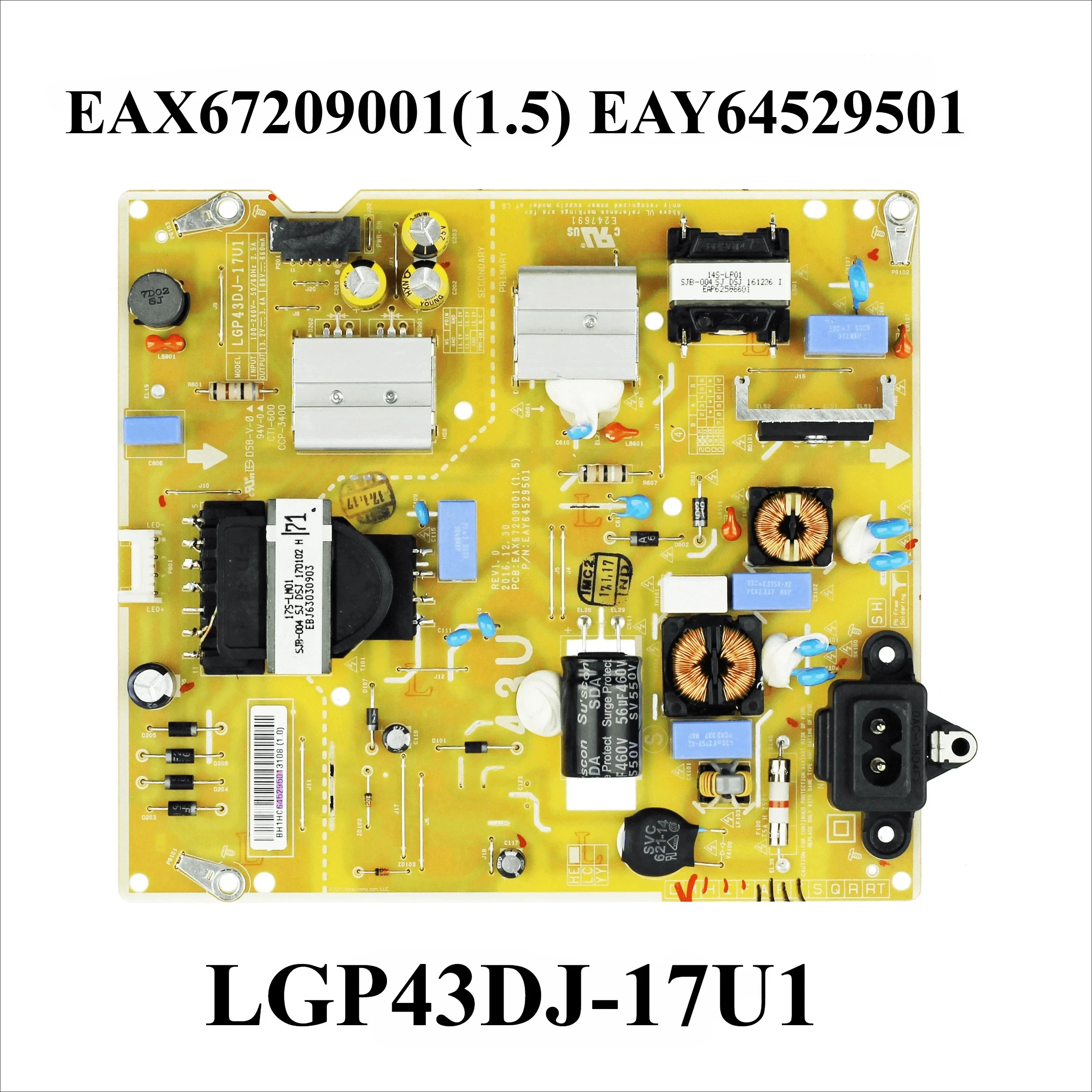 

Original EAX67209001(1.5) EAY64529501 LGP43DJ-17U1 Power Supply Board is for 43UM6910PUA 43UM6950DUB 43UN6950ZUA 43UN7000PUB TV