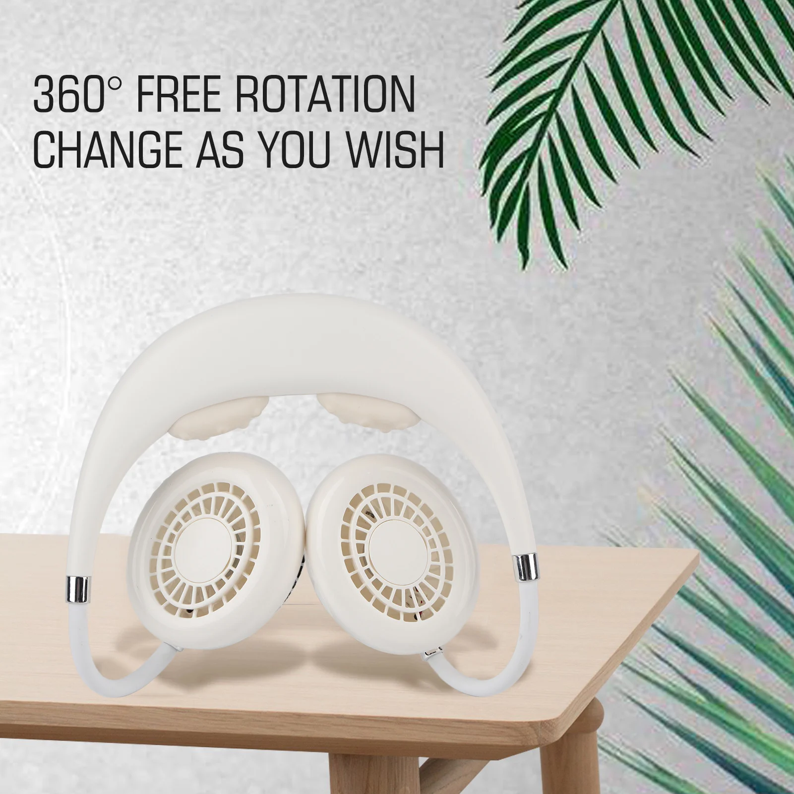 Hanging Neck Fan Portable Multifunction Leafless Massage Aromatherapy Neck Fanfor Outdoor HomeRed 2.3in