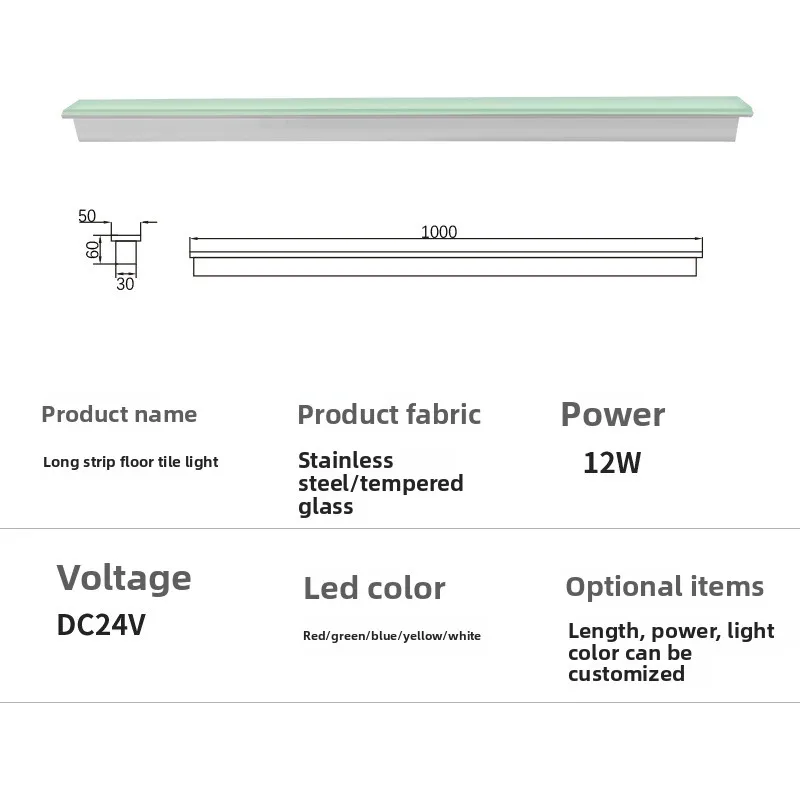 Lampe de carrelage longue en acier inoxydable, imperméable, à induction, moderne, interactive, non standard, colorée, changement progressif, simple, carrée